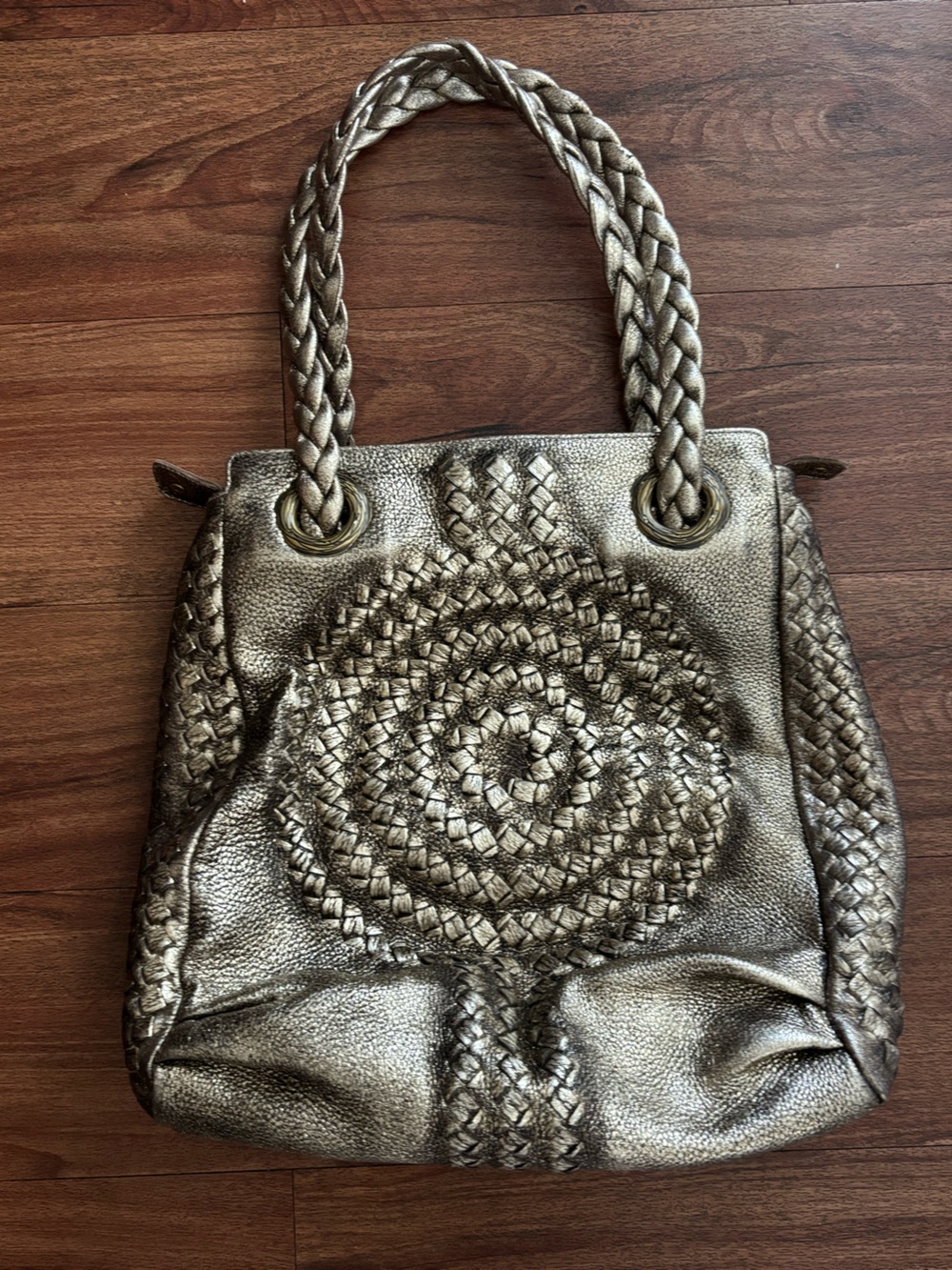 Bottega Veneta Metallic Braided Bag - Silver